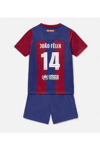 Fotbalové Dres Barcelona Joao Felix #14 Dětské Domácí Oblečení 2023-24 Krátký Rukáv (+ trenýrky)